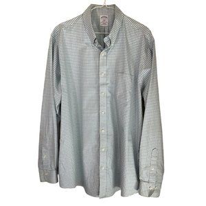 Brooks Brothers Sz 17 6/7 Men's Button Down Shirt Regent Fit Plaid Non Iron Cott